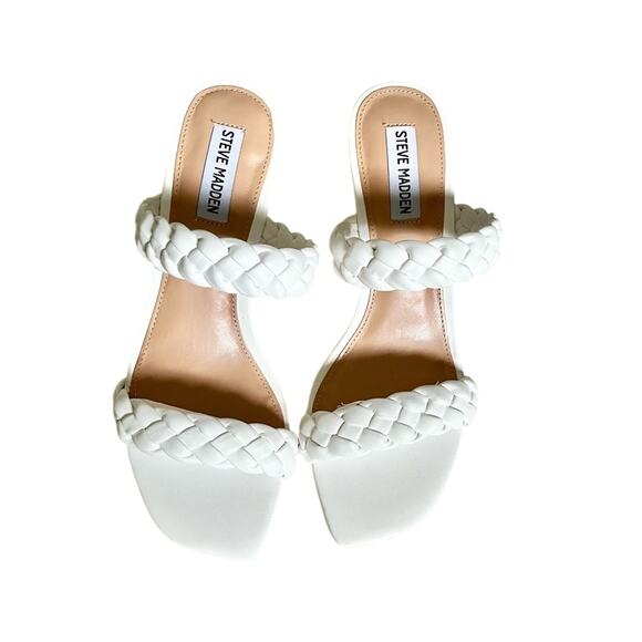 Steve Madden White Prema Braided Sandal heels size 9 - Picture 4 of 7